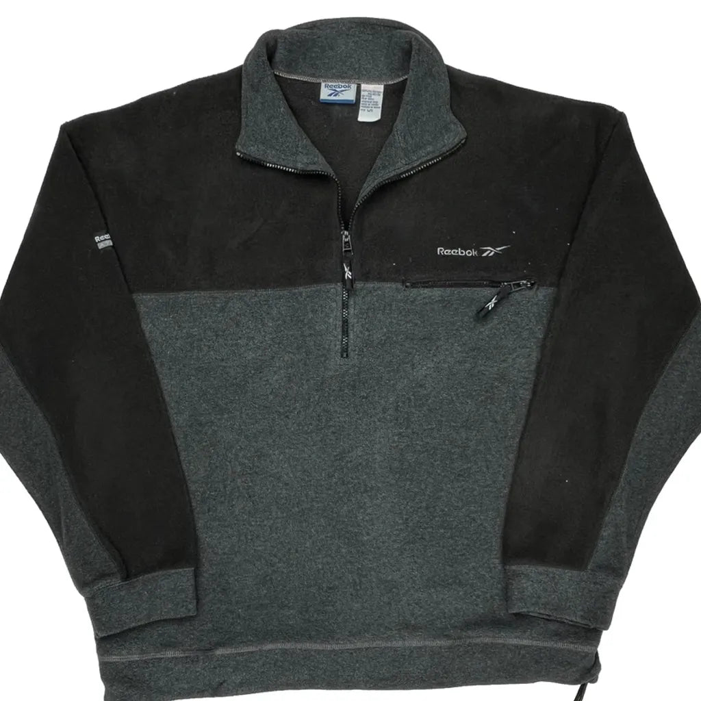 Reebok 1/4 Zip - Large Gray Polyester