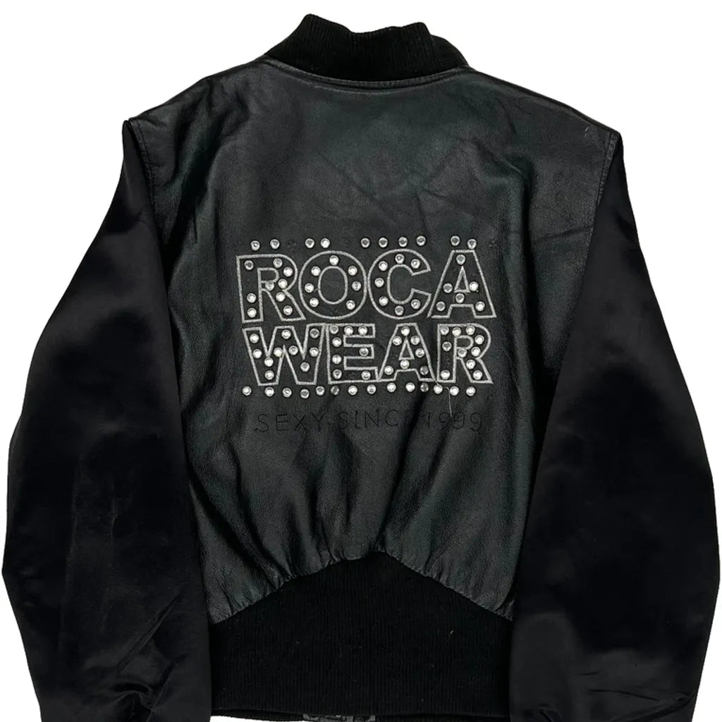 Rocawear Studded Bomber Jacket - Large Black Polyester