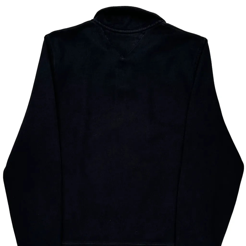 Tommy Hilfiger Spellout 1/4 Zip - Small Black Cotton
