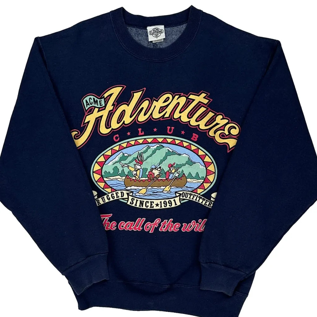 Acme Clothing Graphic Sweatshirt - Medium Navy Cotton