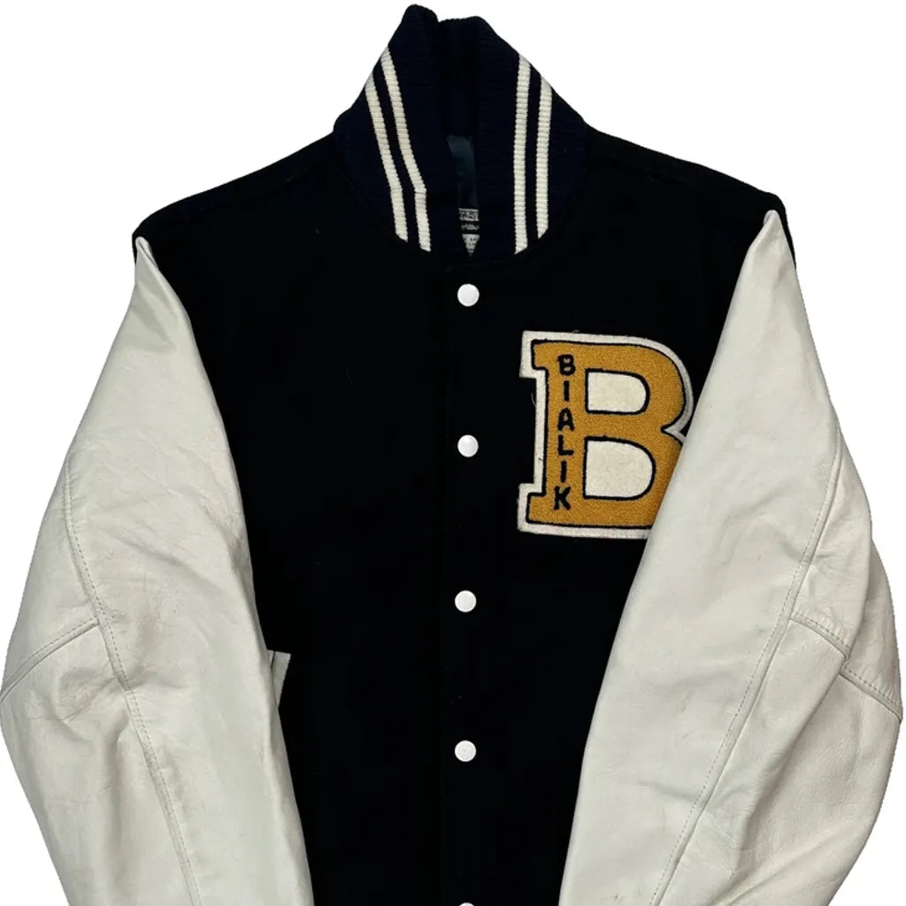 Bialik High School Bhs College Varsity Jacket - Medium Black Wool Blend
