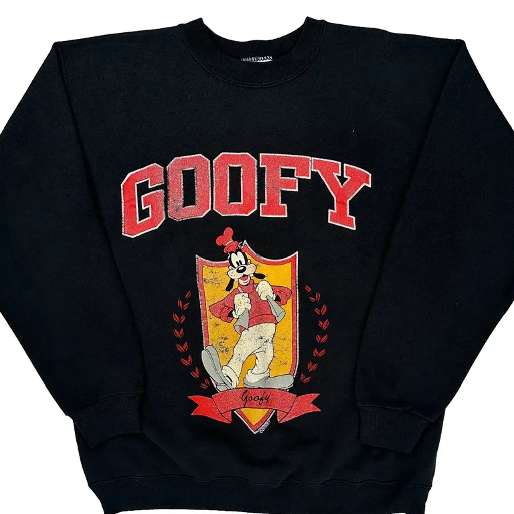 Goofy Character Disney Cartoon Sweatshirt - Medium Black Cotton Blend