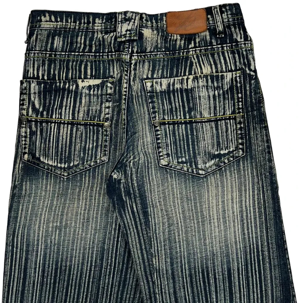 Reflex Baggy Striped Denim Shorts - 33W 15L Blue Denim