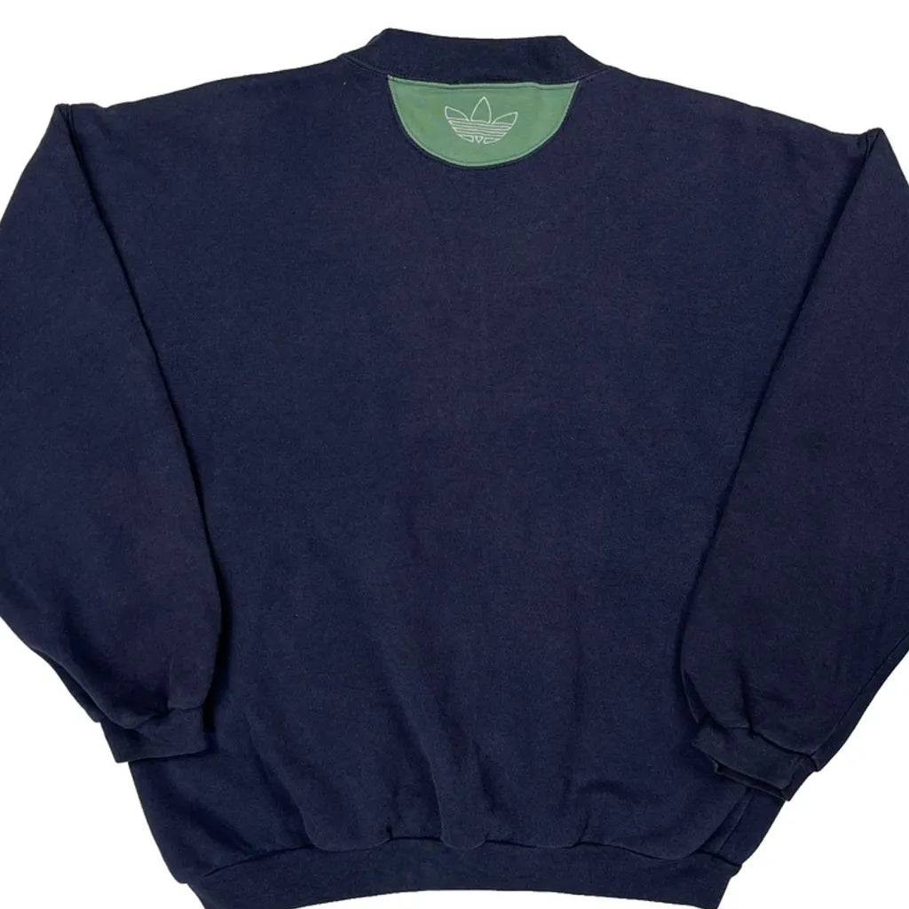 90S Color Block Adidas Two Tone Spellout Sweatshirt - Small Gray Cotton