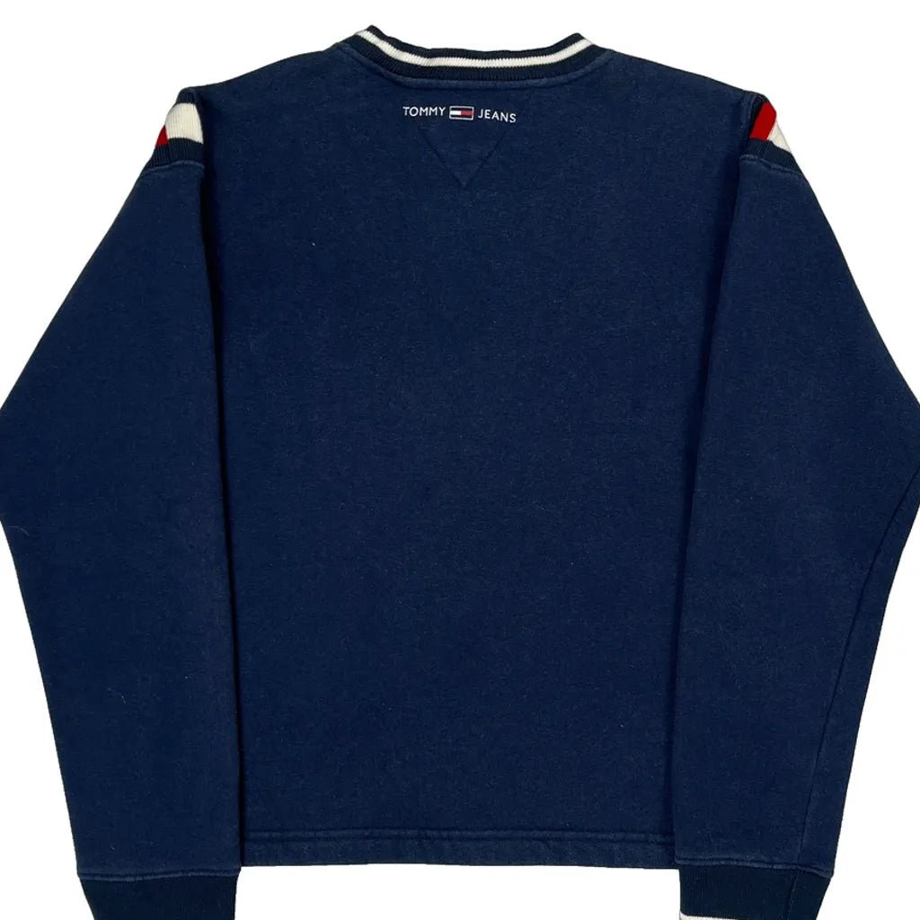 Tommy Jeans Spellout Sweatshirt - Large Blue Cotton Blend