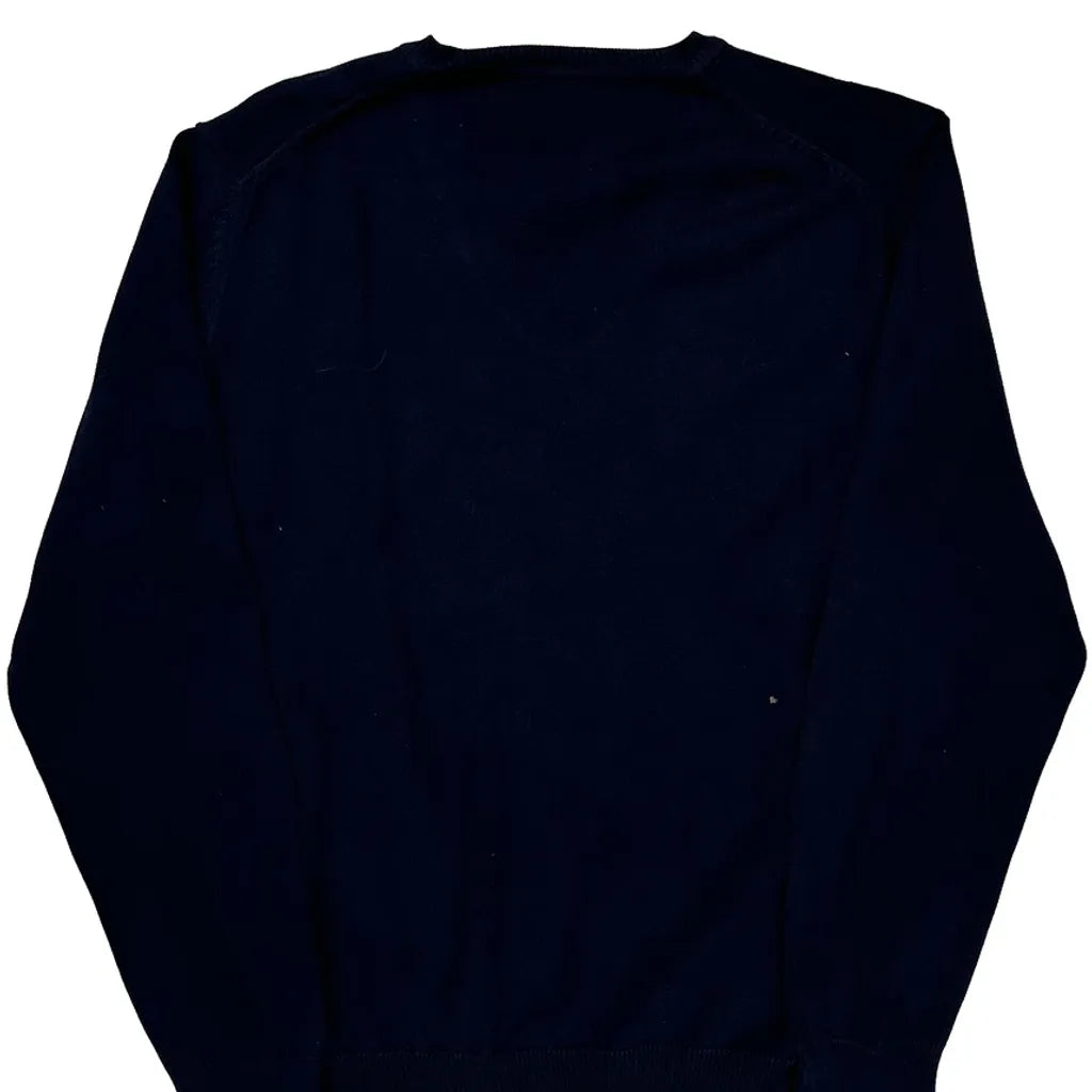 Lacoste V-Neck Sweater - Large Navy Cotton