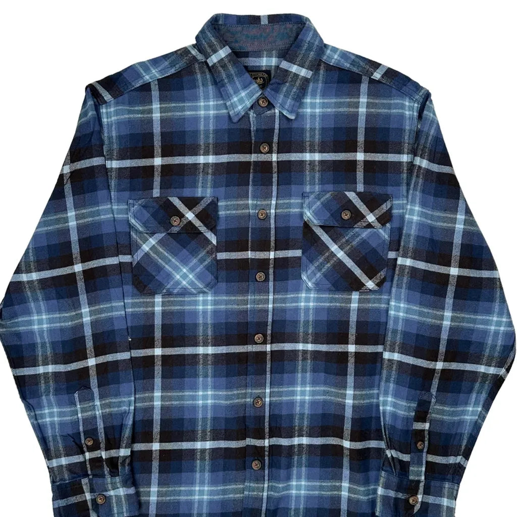 Jachs Checked Flannel Shirt - XL Blue Cotton