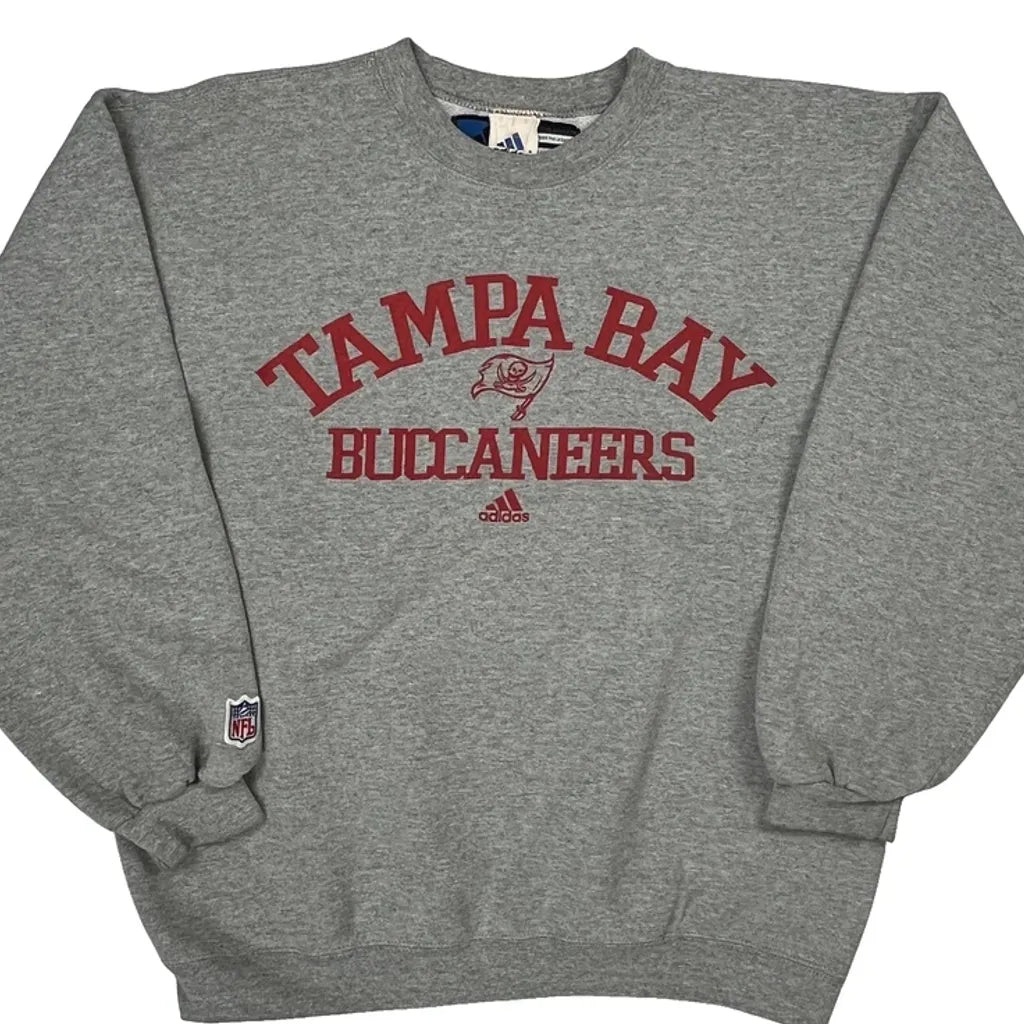 90S Tampa Bay Buccaneers Adidas Nfl Graphic Sweatshirt - Medium Gray Cotton Blend