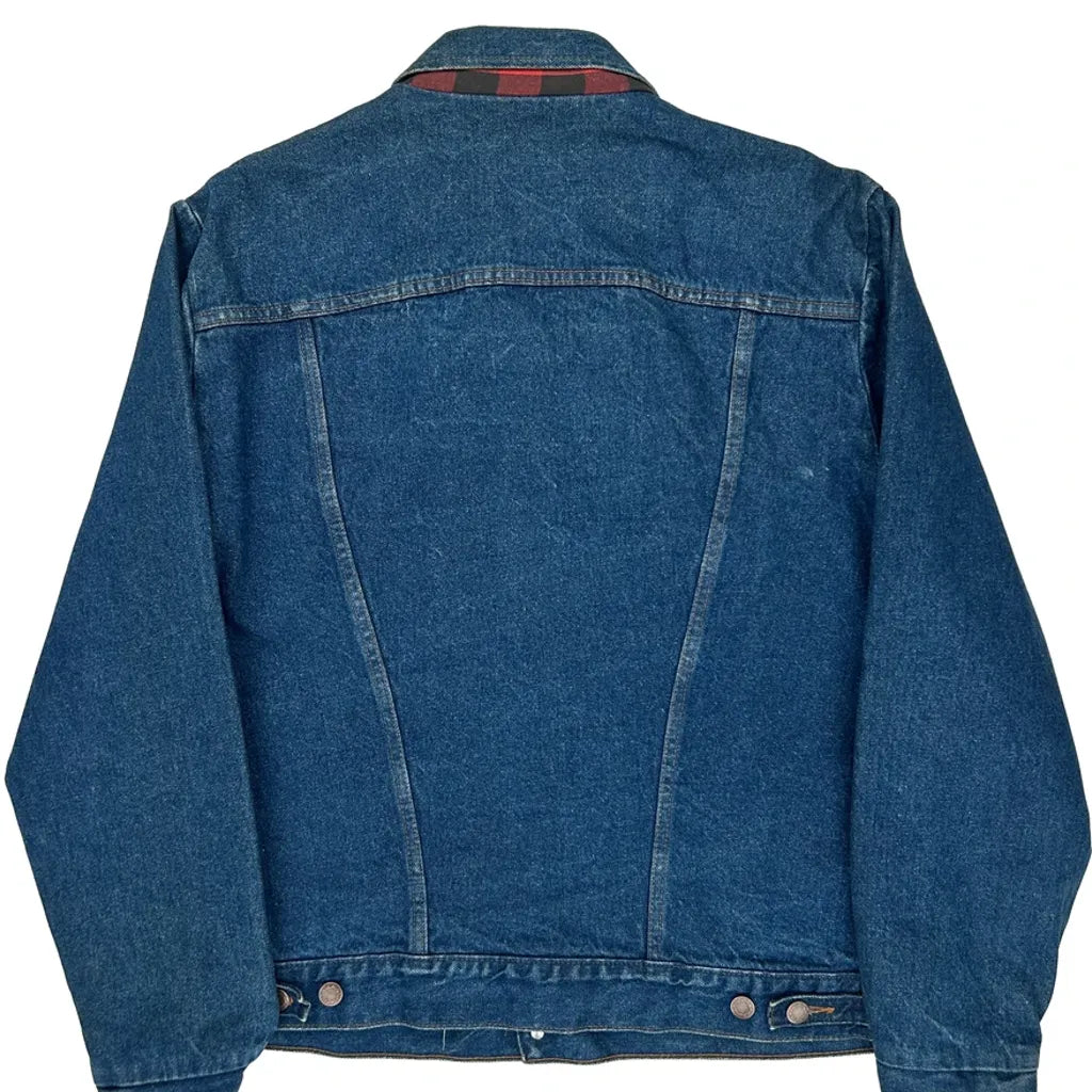 1980s Wrangler Checked Denim Jacket - Large Blue Cotton