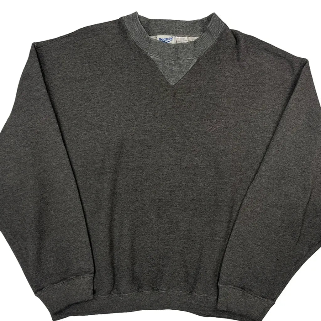 Reebok Sweatshirt - Large Gray Cotton