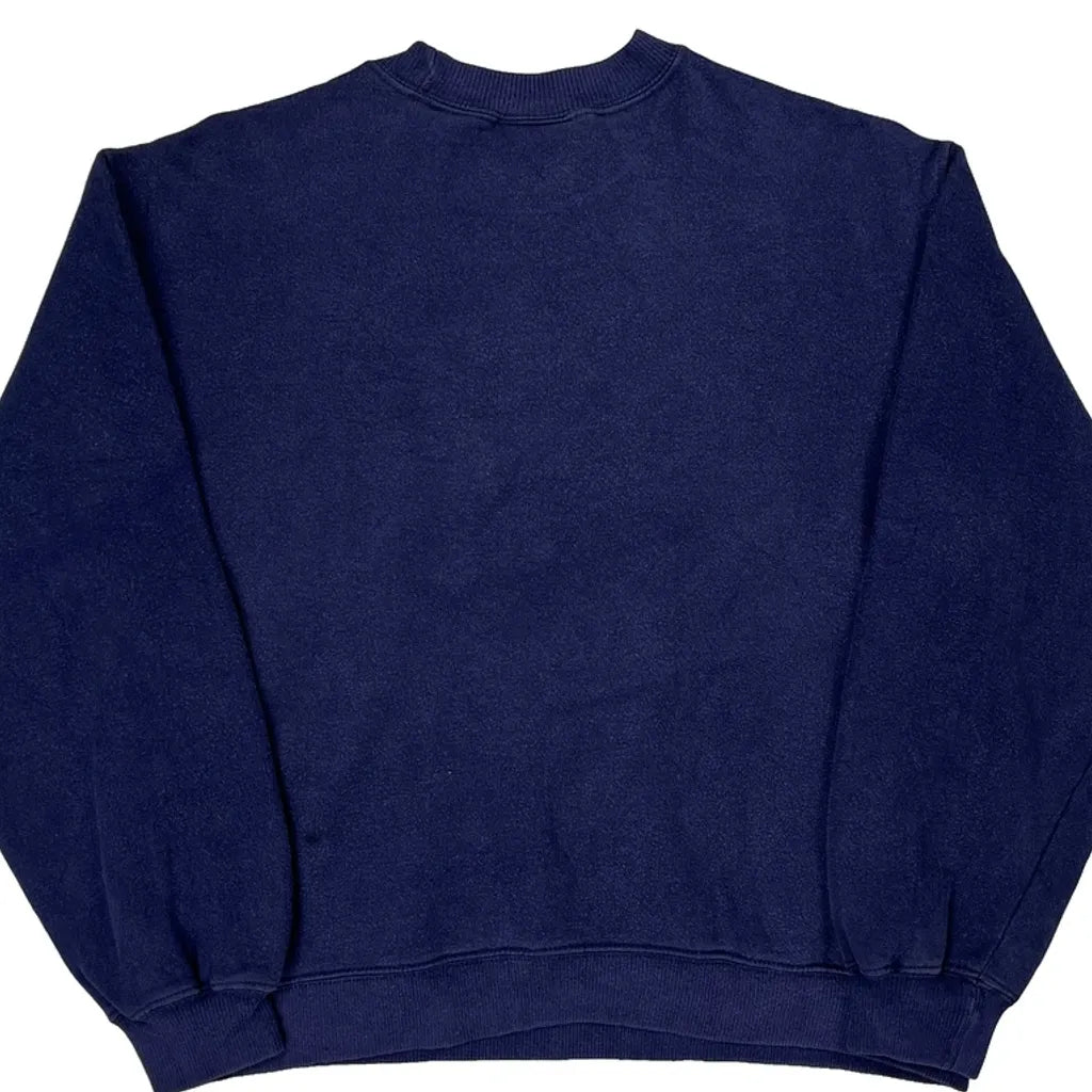 90S Adidas Embroidered Graphic Sweatshirt - Medium Blue Cotton